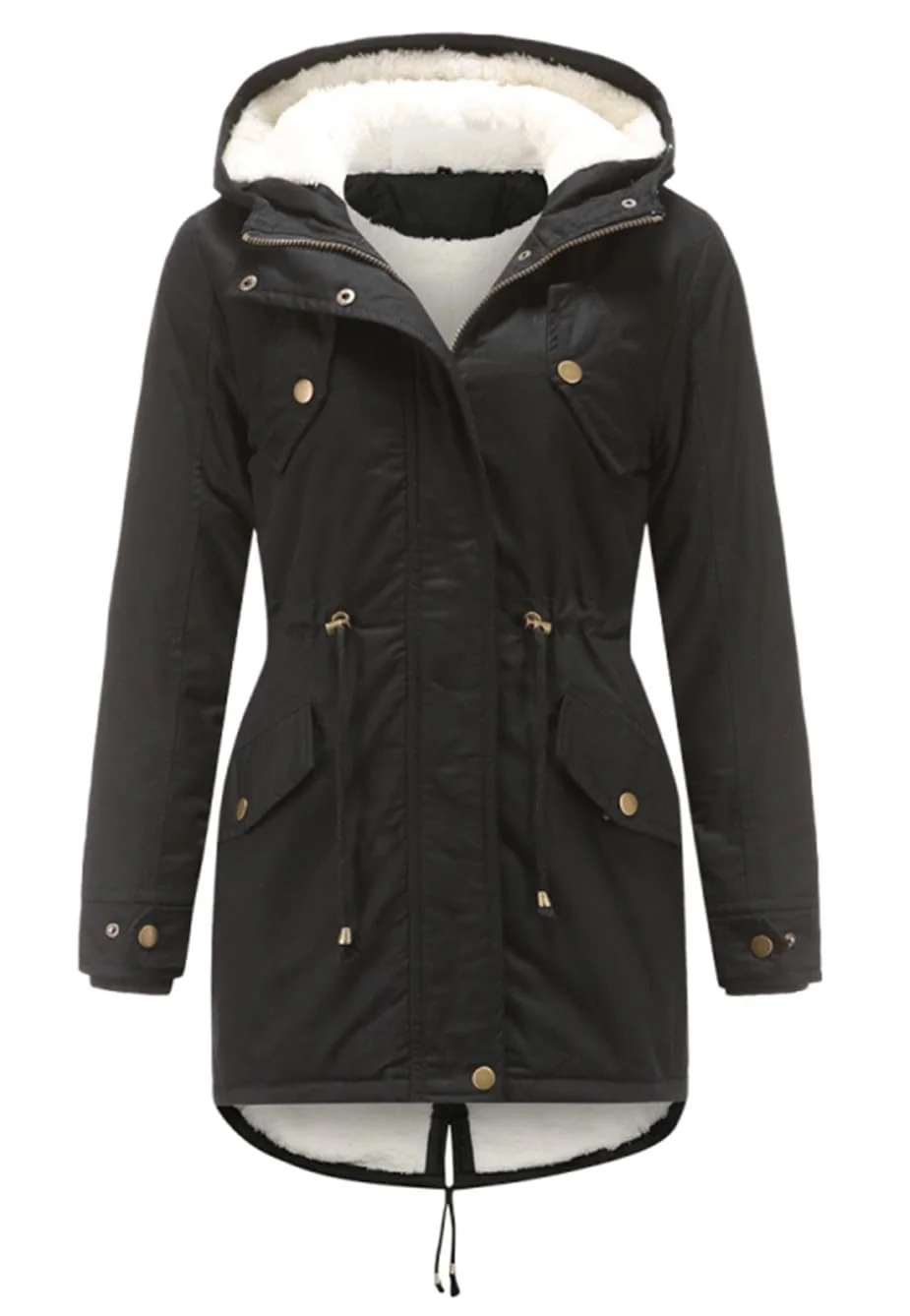 Жіноча парка Miaikvs з капюшоном, на флісовій підкладці, зимова, утеплена, вітрозахисна, тепла, фото №1