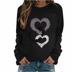 Повседневная Женская Толстовка ко Дню Святого Валентина, Топ, Лонгслив, Милая Рубашка с Сердцем, Повседневный Свободный Крой, Праздничная Модная Блузка - Фото 1