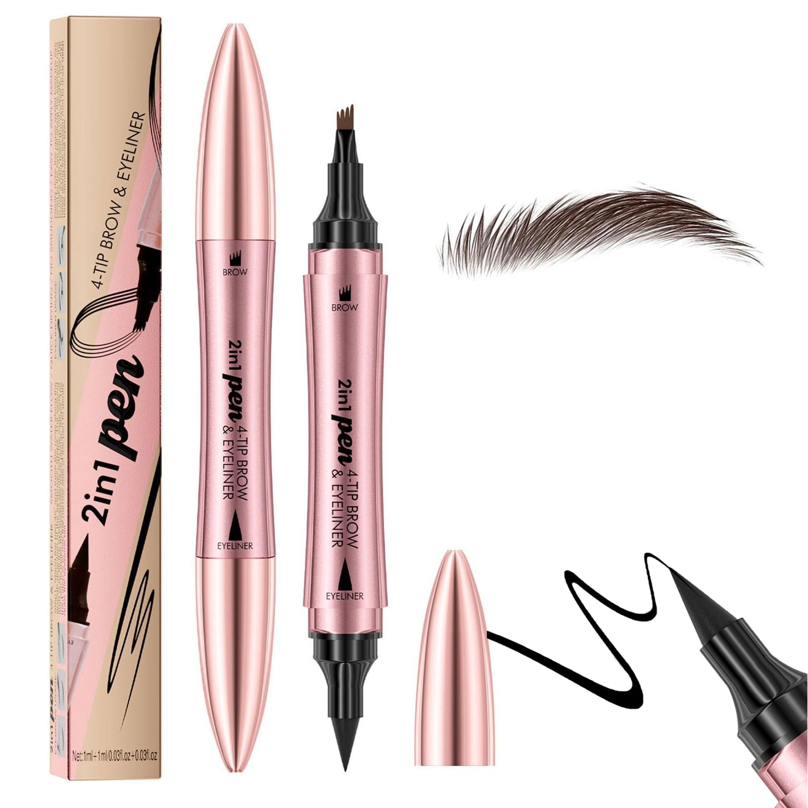 Олівець для брів Magic 2 в 1 3D водостійкий мікроблейдінг темно-кавовий, фото №1