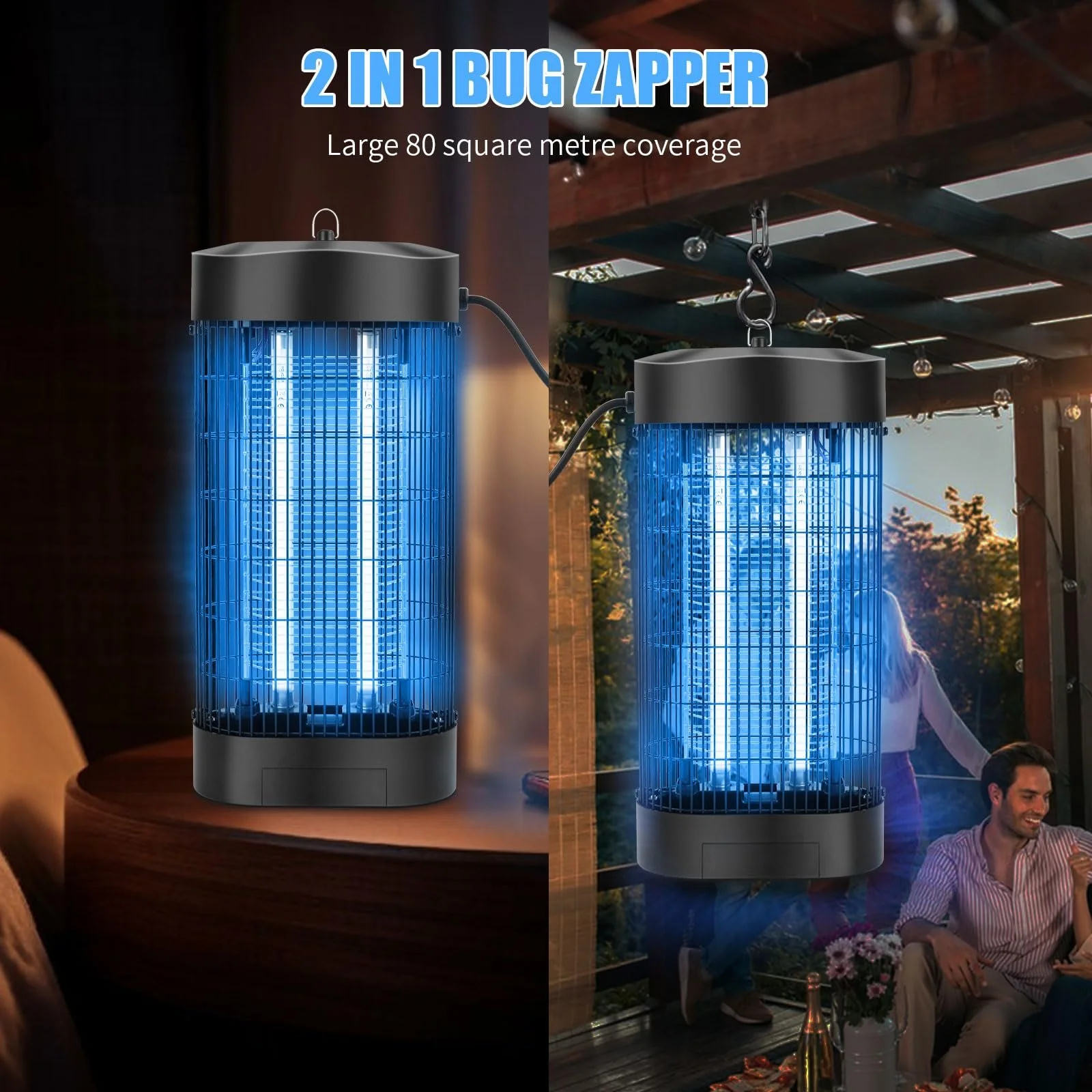 Електричний знищувач комах HKC UV 9 Вт 80 м² подвійна сітка 2500 В, фото №4