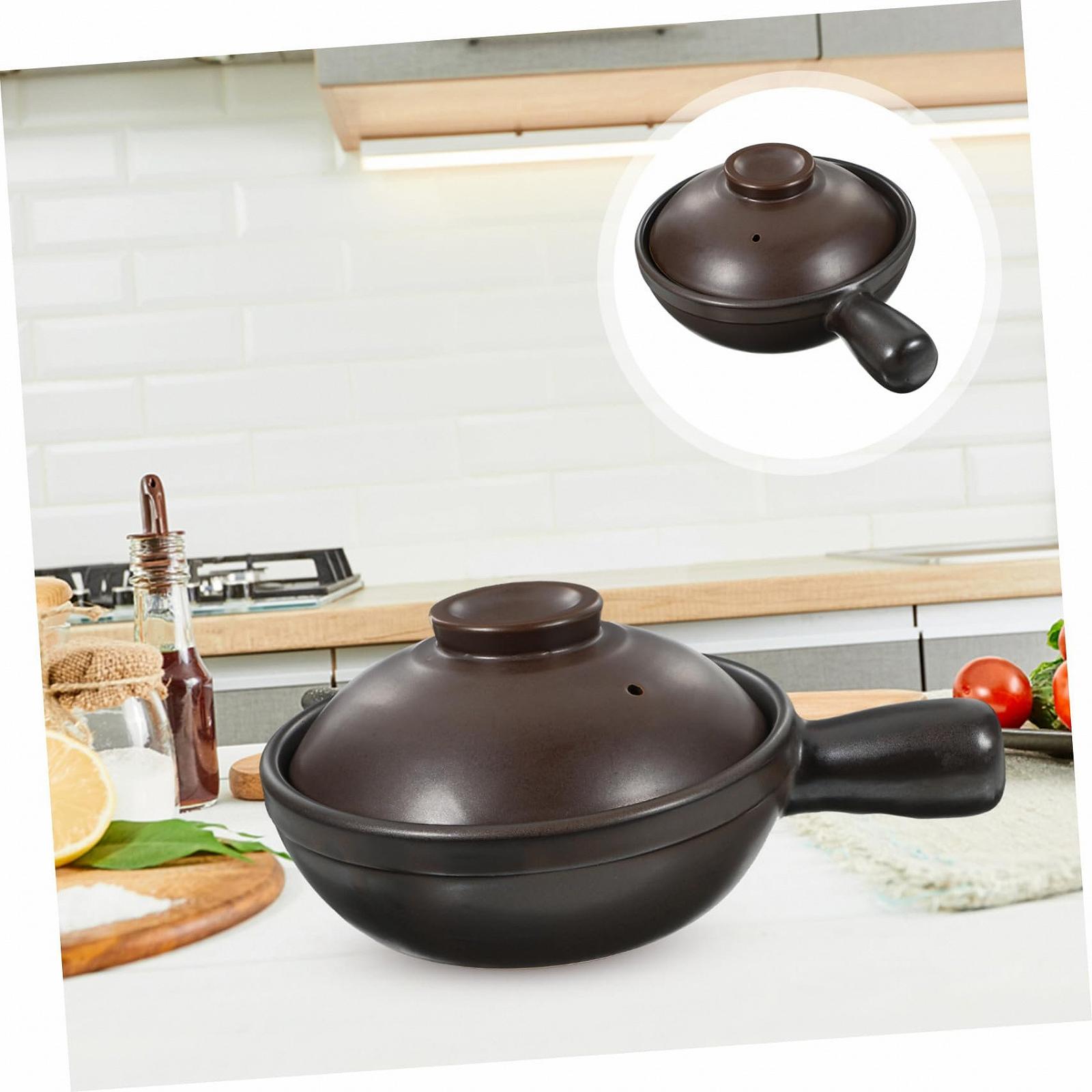 Керамічний горщик традиційний з кришкою та ручкою термостійкий для відкритого вогню, фото №9