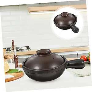 Кастрюля керамическая 1.0 л с крышкой 6.7 x 6.7 x 3.5 дюйма synthetic.ua - Фото 1