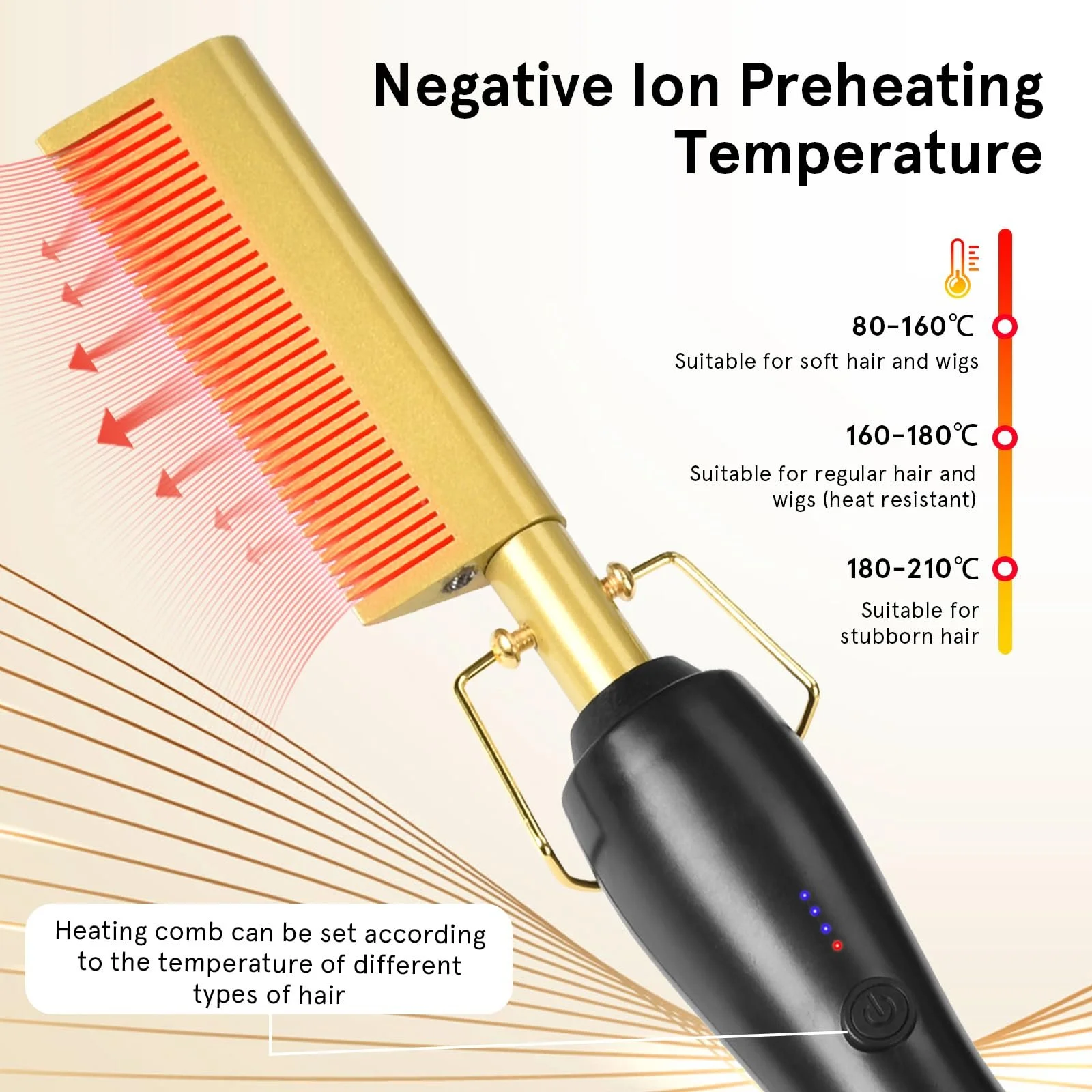 Електричний гребінець-випрямляч 2-в-1 80°C - 230°C Керамічний 3 рівні температури, фото №4 Електричний гребінець-випрямляч 2-в-1 80°C - 230°C Керамічний 3 рівні температури, фото №4