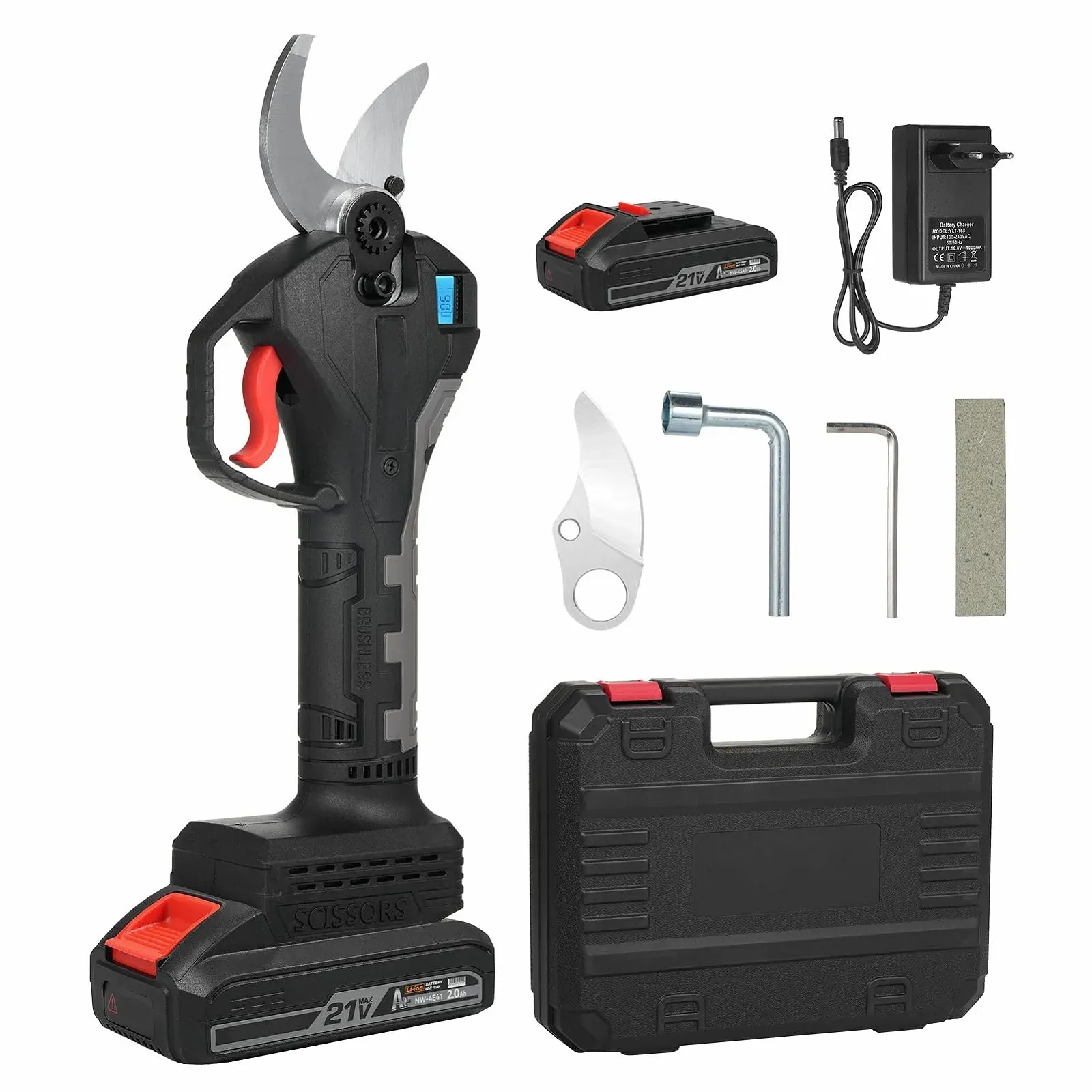 Секатор KKnoon електричний акумуляторний, діаметр зрізу 30-40 мм, з безщітковим двигуном і РК-дисплеєм, фото №1