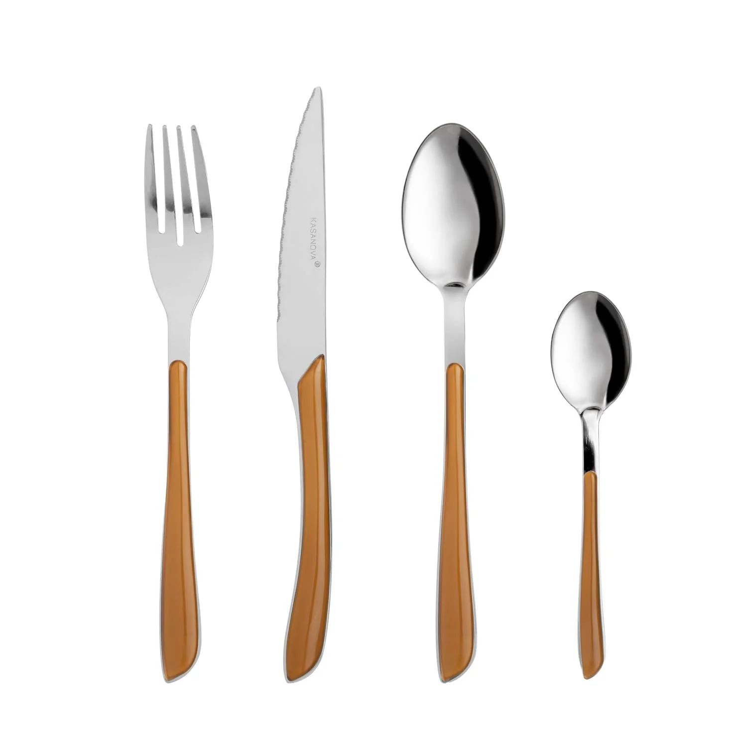 Набір столових приборів Aphrodite, 24 предмети, сталь, коричнева ручка, фото №1