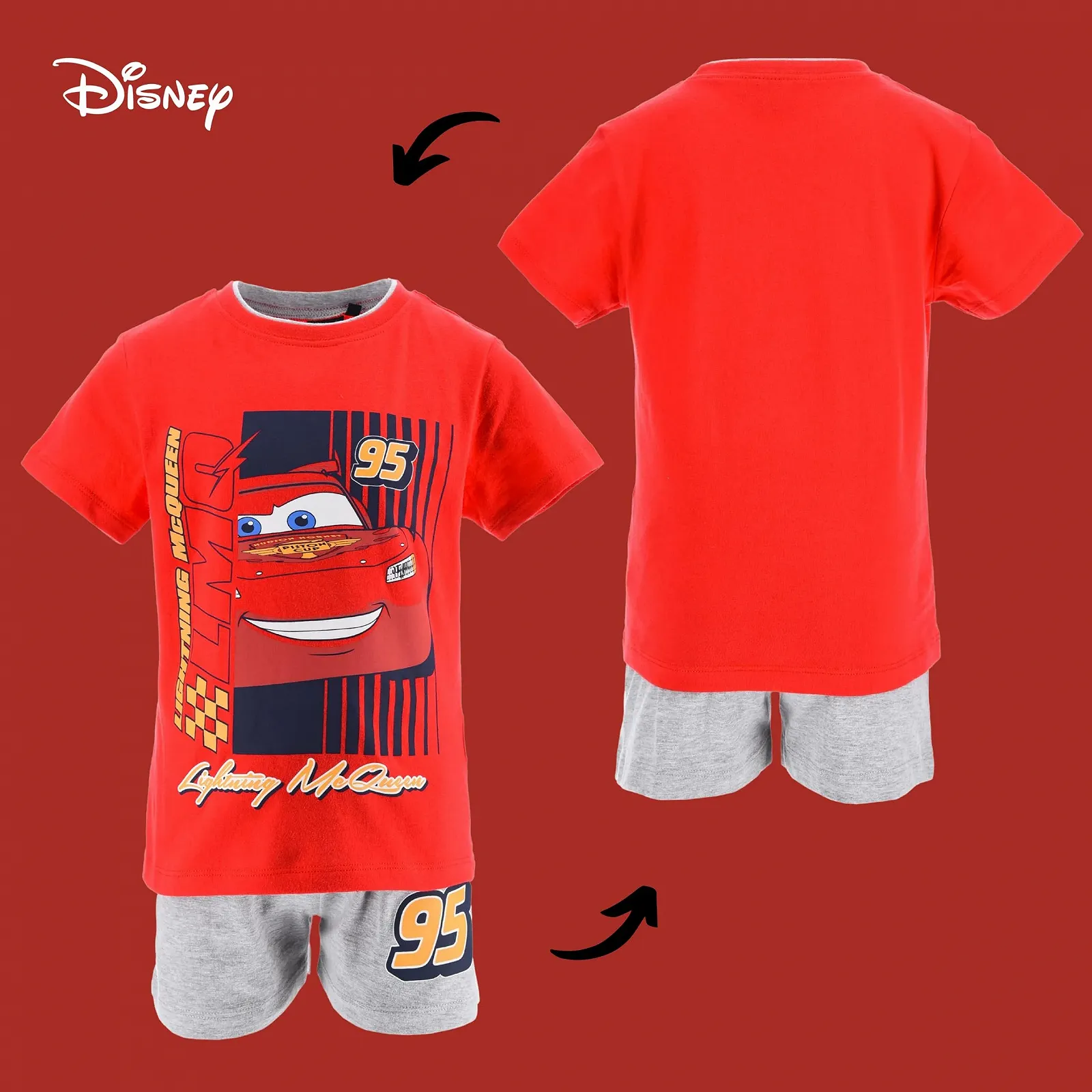 Комплект піжамний Disney Pixar Cars для хлопчиків, футболка та шорти, дизайн Блискавки Макквіна, фото №7 Комплект піжамний Disney Pixar Cars для хлопчиків, футболка та шорти, дизайн Блискавки Макквіна, фото №7