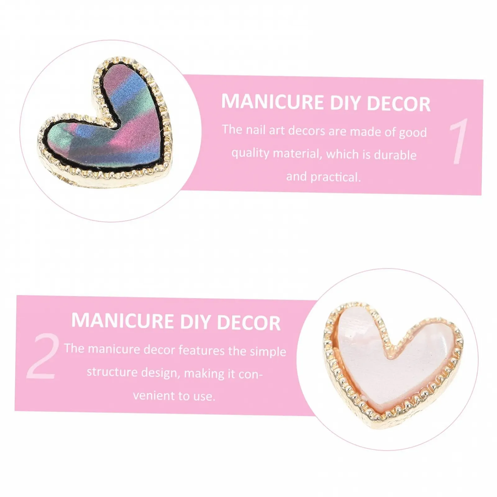Украшения для ногтей в форме сердца NOLITOY 30шт, фото №2
