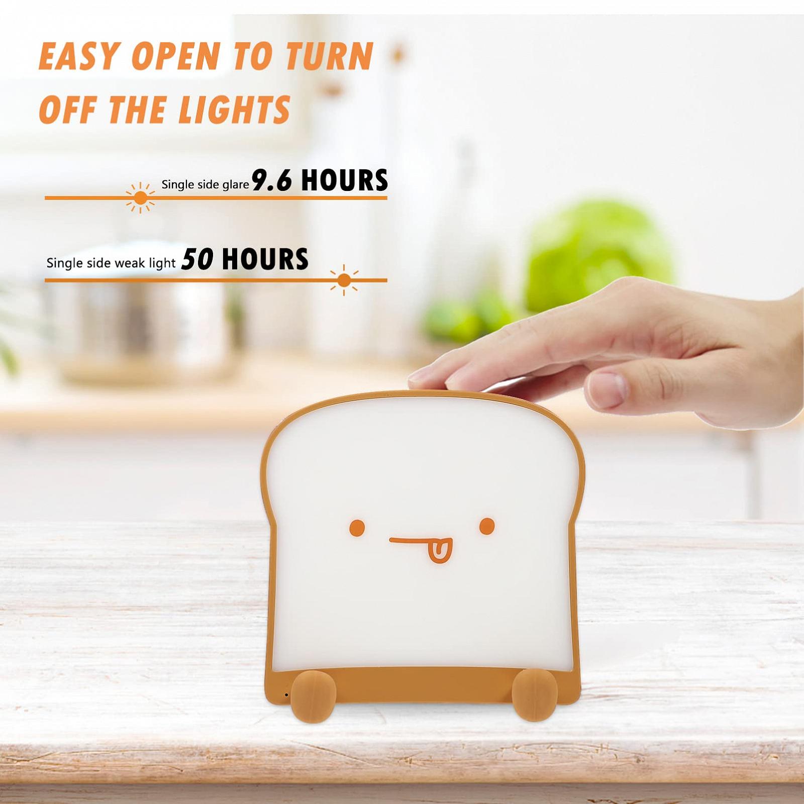 Нічник UKCOCO Toast для дитячої кімнати силіконовий USB лампа для дітей забавний нічник ABS, фото №7