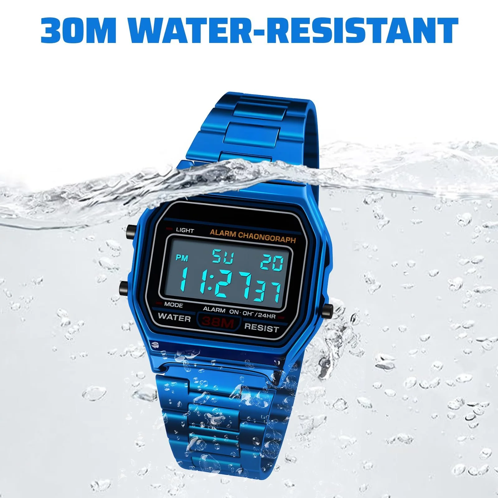 Годинник наручний Nicoone Luxury Business 30M Waterproof Stainless Steel Sports Digital, синій, Браслет, фото №2 Годинник наручний Nicoone Luxury Business 30M Waterproof Stainless Steel Sports Digital, синій, Браслет, фото №2