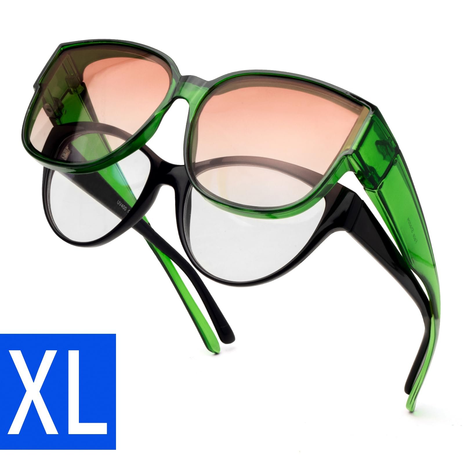Сонцезахисні окуляри поляризаційні Face Shadow для жінок, для носіння поверх звичайних окулярів, захист UV400, великі, ультралегкі, для водіння, риболовлі, XL-прозора зелена оправа/градієнт, фото №7
