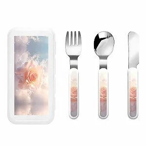 Дитячий набір столових приборів Magical White Roses 3 предмети Багаторазовий - Фото 1