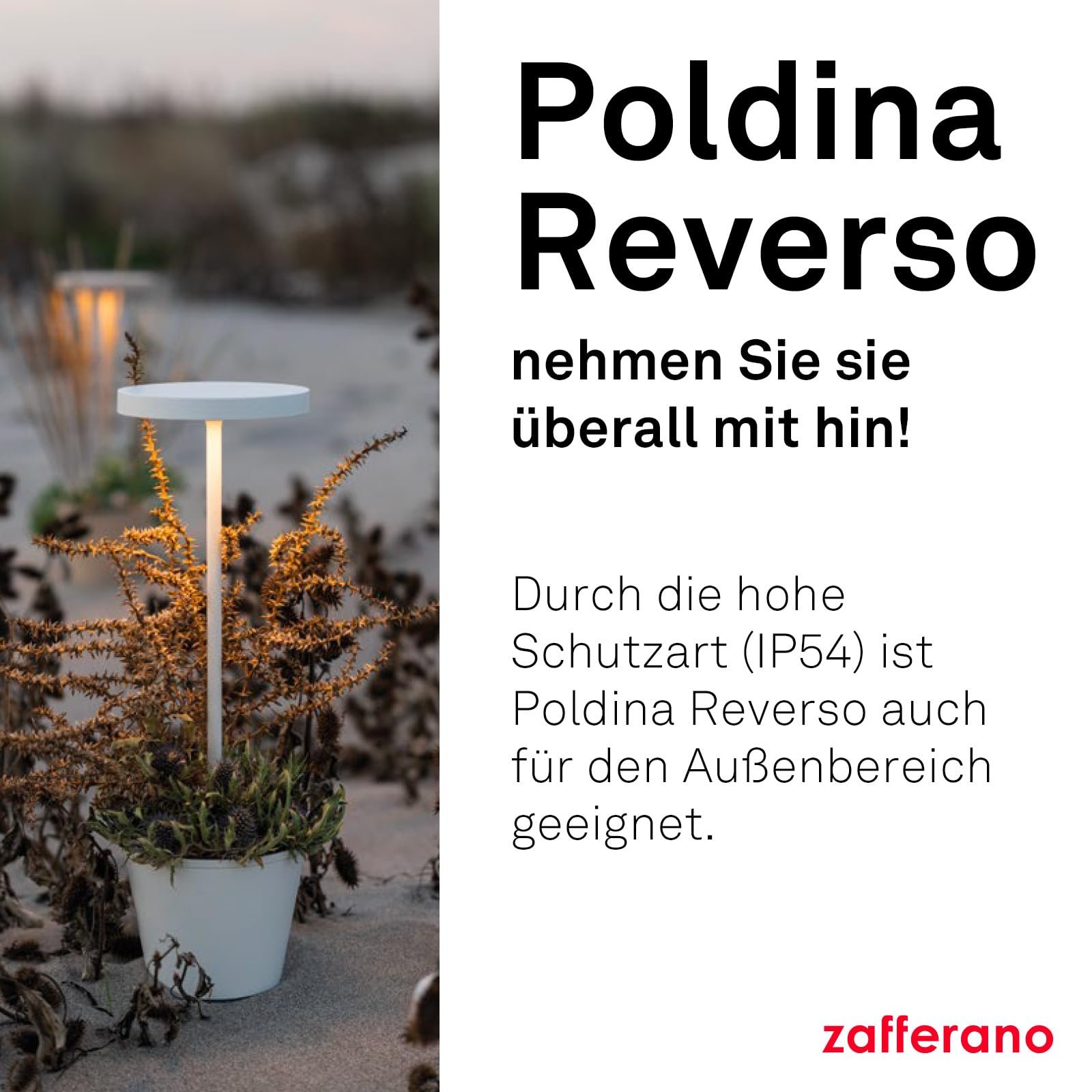 Настільна лампа Zafferano Poldina Reverso LED бездротова акумуляторна регульована сенсорна алюмінієва H35 біла, фото №4