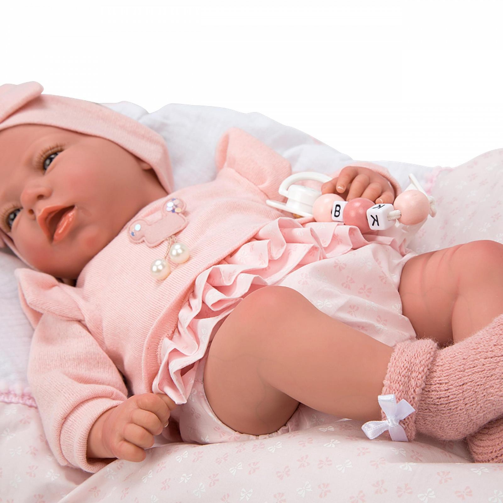 Кукла ARIAS Reborn Alba 40 см с белой подушкой розовый, фото №5