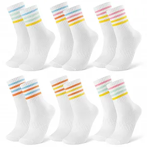 Шкарпетки тенісні жіночі 6 пар, Смугасті - Фото 1