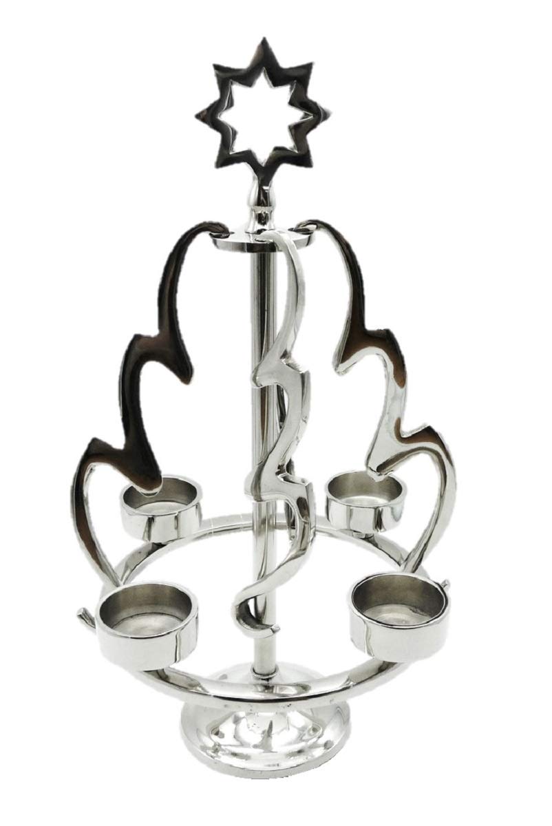 Ялинка з металу 4 підсвічники для чайних свічок 36 см, фото №5