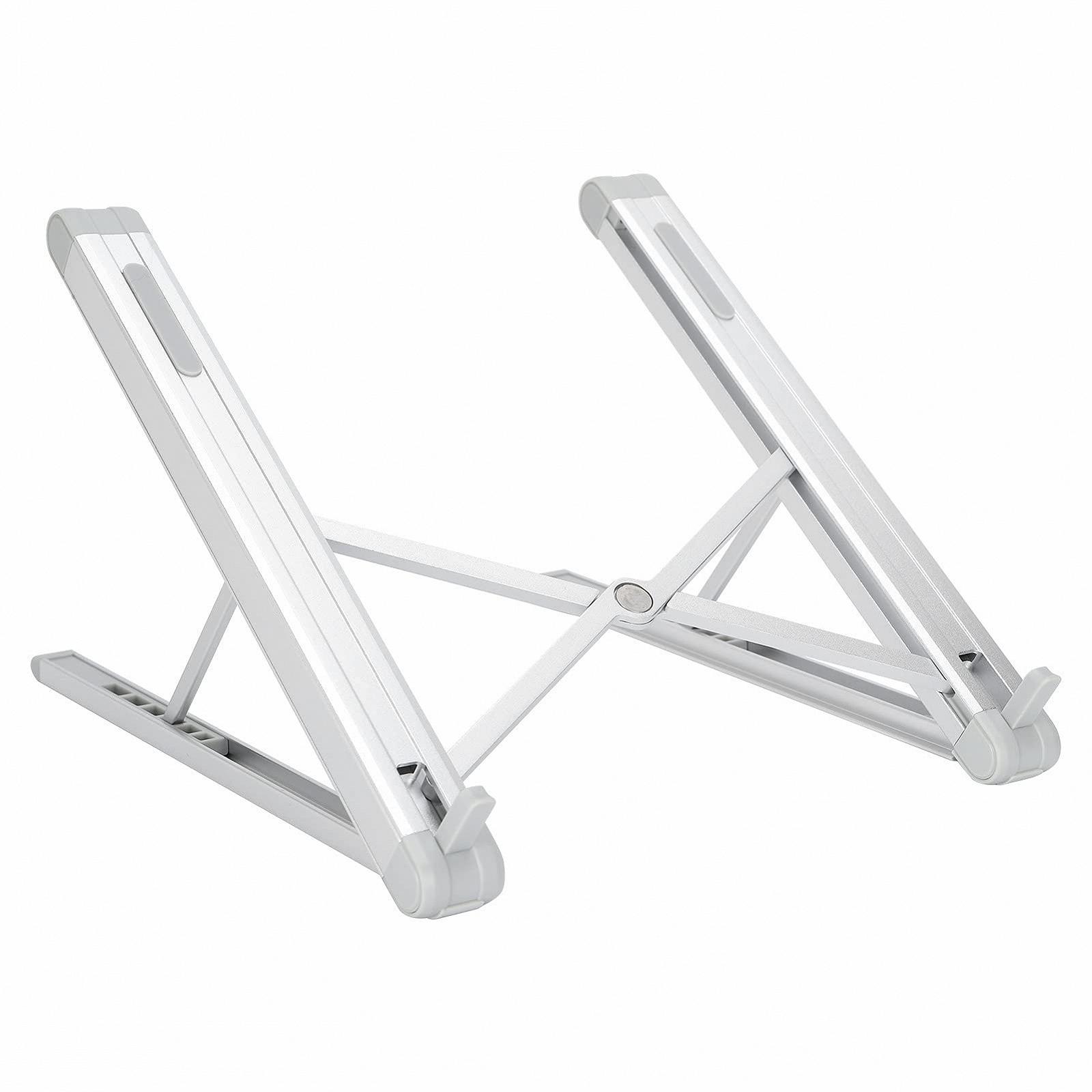 Підставка для планшета складана телескопічна портативна з регулюванням кута нахилу алюмінієвий сплав срібляста, фото №2