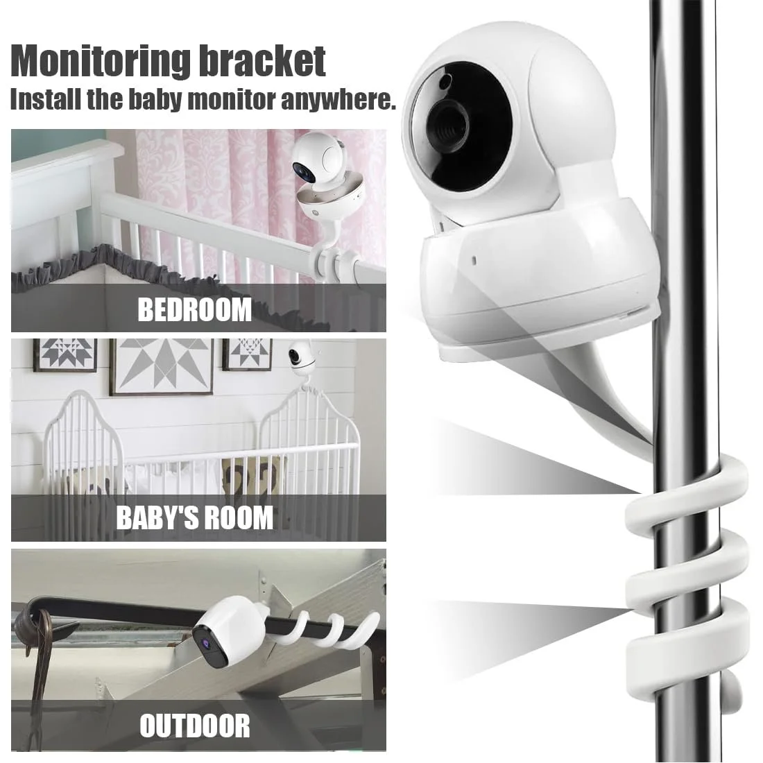 Тримач для відеоняні Baby Monitor Holder Гнучкий універсальний з отвором 1/4 дюйма для Philips Avent SCD833 / Motorola, фото №5