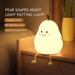 Ночник Starnearby Kawaii Pear Shape Силиконовый Сенсорный Детский Торшер Детское Ночное Освещение RGB 7 Цветов synthetic.ua - Фото 1