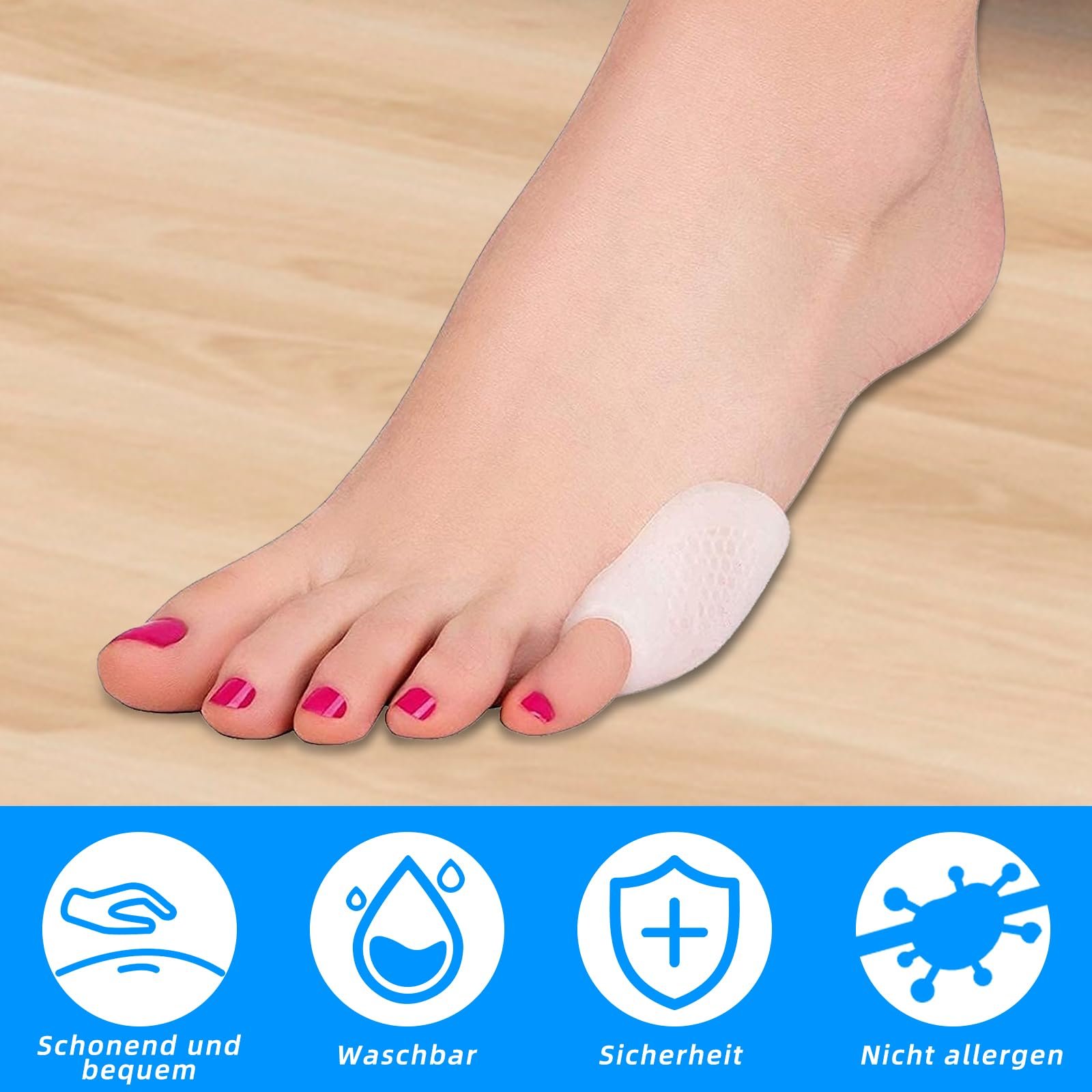 Коректор великого пальця стопи White 8 шт з роздільником, захисні накладки для мізинця, фото №3