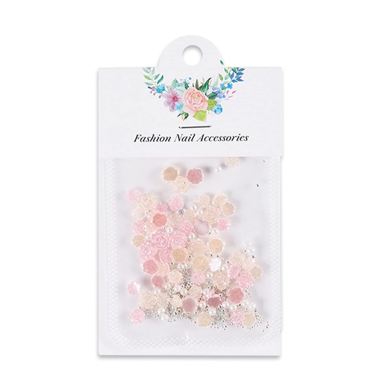 Украшения для ногтей Цветы розы 50 шт с жемчугом, подвески для наращивания акриловых ногтей, свадебного маникюра, фото №1
