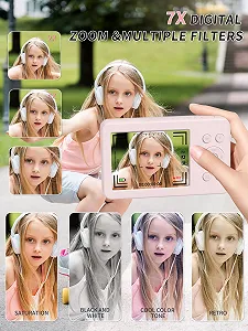 Цифрова компактна камера Mutrain X10 Slide Open 1080P 32G Pink synthetic.ua - Фото 1