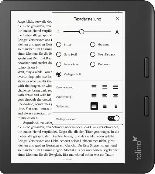 Електронна книга 7" Tolino Vision 6 / 16 ГБ / Android 8.1 / Wi-Fi / Сенсорний E-Ink екран (1264 × 1680) / Налаштовувана яскравість / Вологозахищеність IPX8 / Чорна, фото №7 Електронна книга 7" Tolino Vision 6 / 16 ГБ / Android 8.1 / Wi-Fi / Сенсорний E-Ink екран (1264 × 1680) / Налаштовувана яскравість / Вологозахищеність IPX8 / Чорна, фото №7