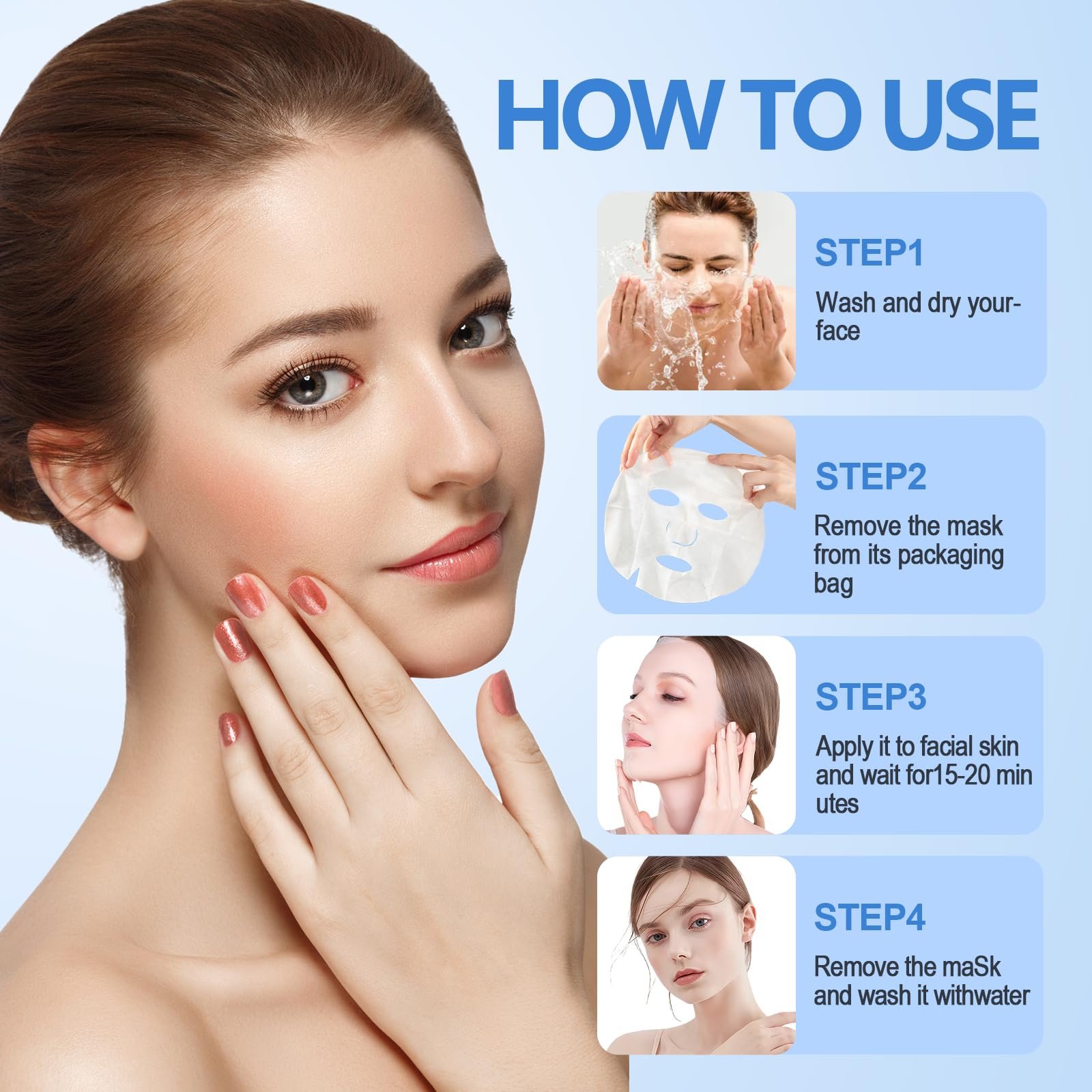 Маска для обличчя Collagen Real Зволожуюча, Заспокійлива, Тканинна, для всіх типів шкіри, 5 шт. в упаковці, фото №3