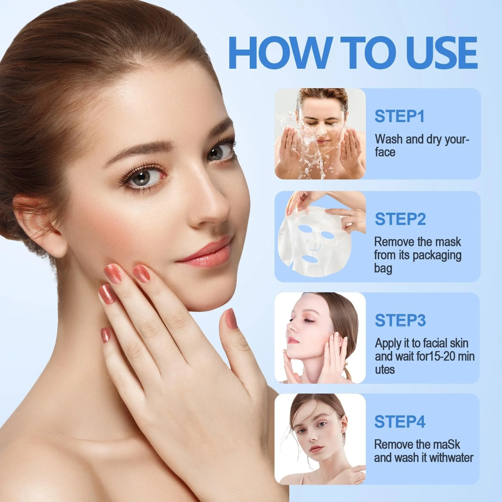 Маска для лица Collagen Real Увлажняющая, Успокаивающая, Тканевая, для всех типов кожи, 5 шт. в упаковке, фото №3