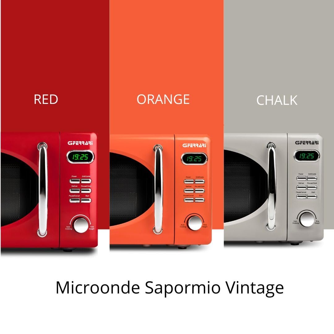 Цифровая комбинированная микроволновая печь G3 Ferrari Sapormio Vintage G10155 1150 Вт 20 л 8 программ 4 режима приготовления Оранжевая, фото №2 Цифровая комбинированная микроволновая печь G3 Ferrari Sapormio Vintage G10155 1150 Вт 20 л 8 программ 4 режима приготовления Оранжевая, фото №2