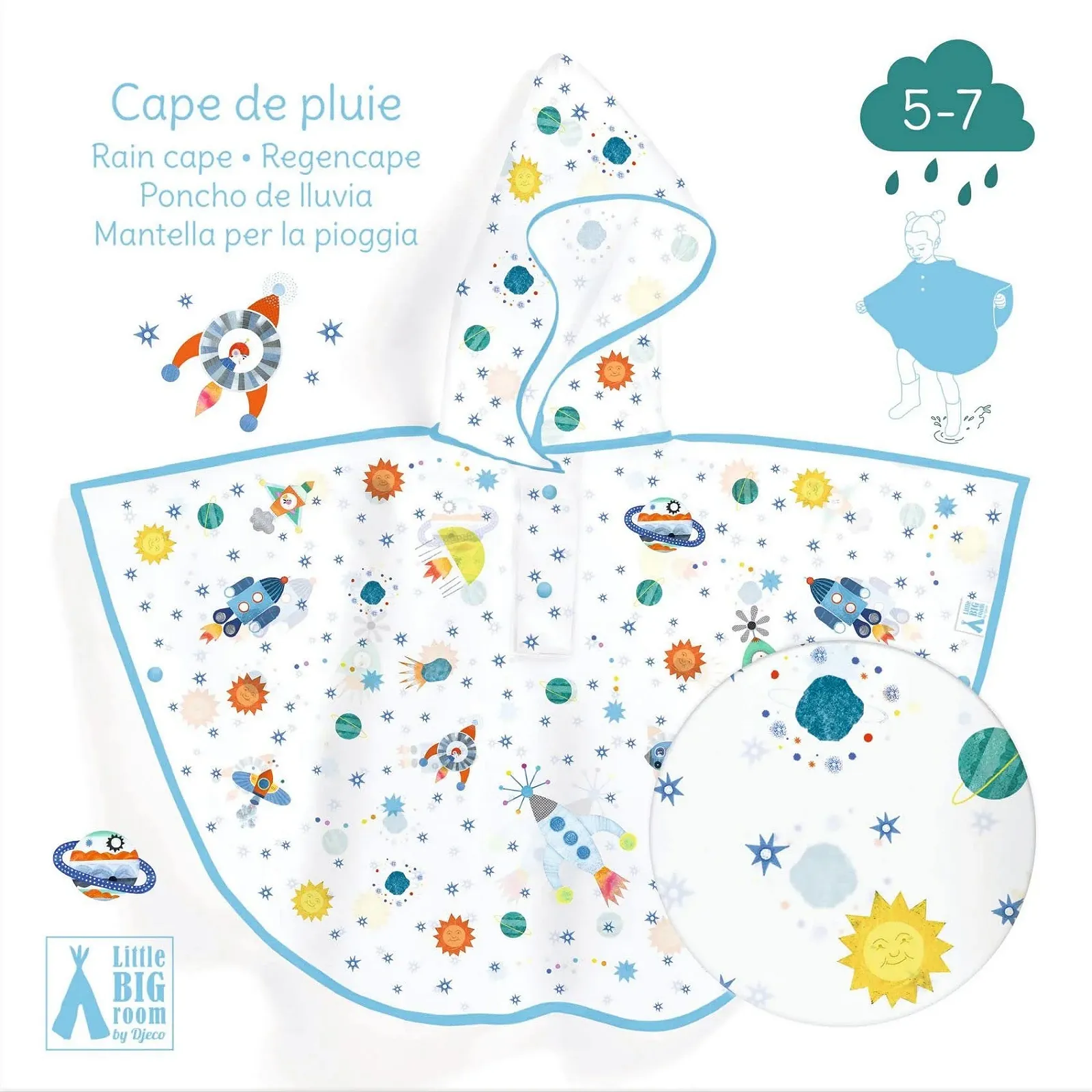 Дитяче пончо-дощовик унісекс Djeco Lifestyle Rocket, фото №2