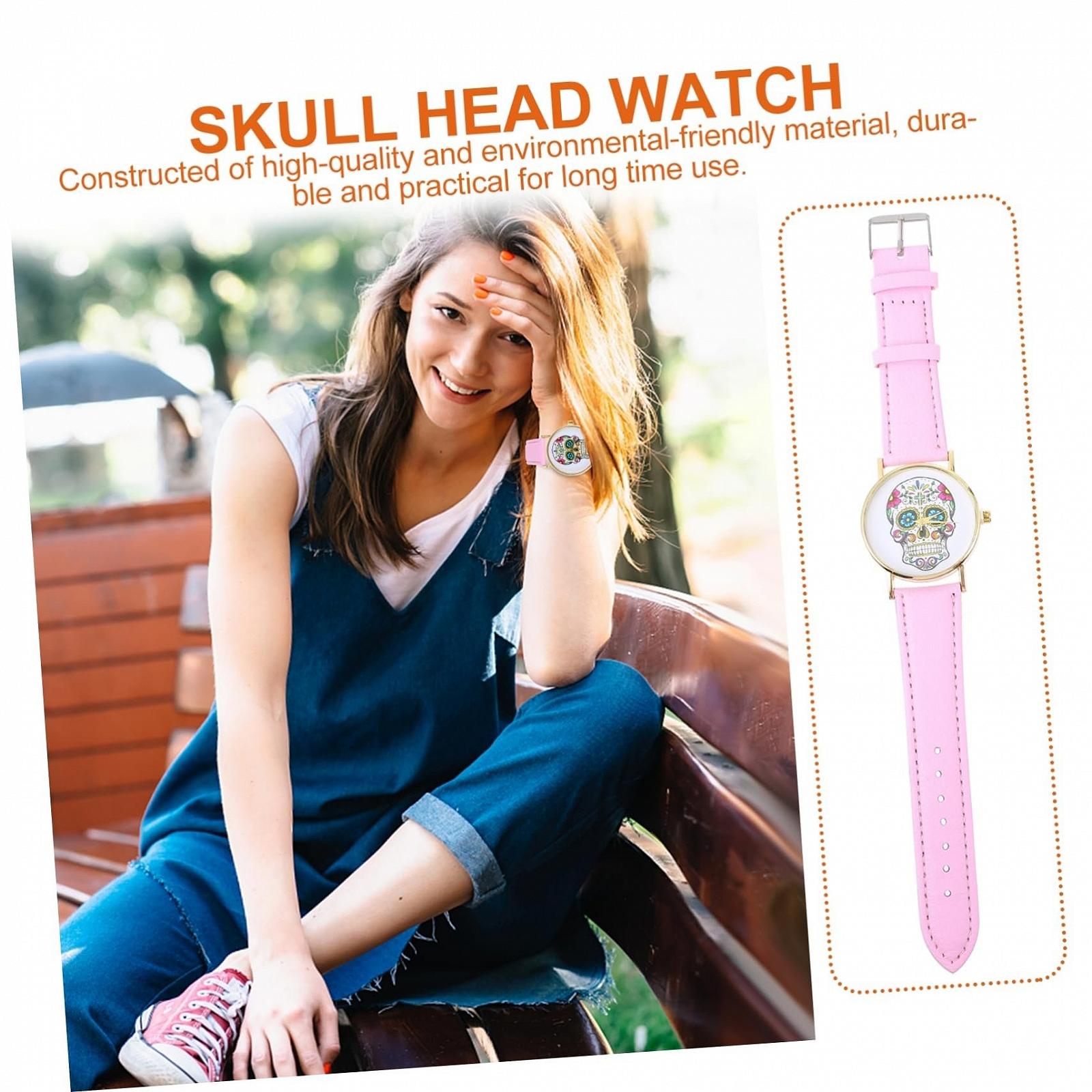 Жіночий годинник WRITWAA Punk Style, шкіряний ремінець, рожевий, фото №5