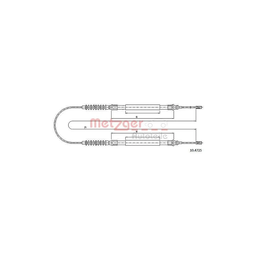 Трос стоянкового гальма METZGER 10.4725 для CITROËN FIAT PEUGEOT задній, фото №1