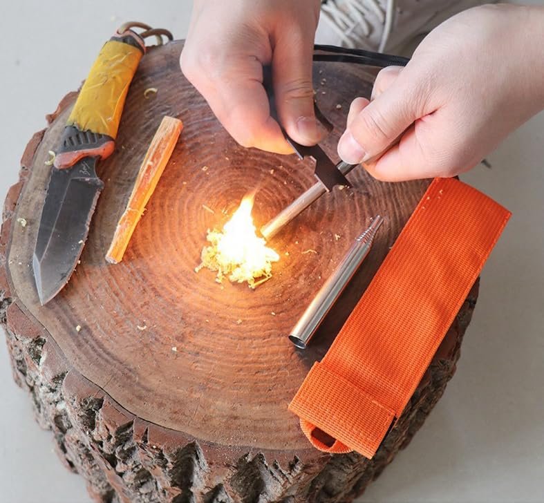 Набір для розпалювання вогню Fire Steel 7 cm Magnesium Survival Outdoor Bushcraft Camping 4 предмети, фото №3