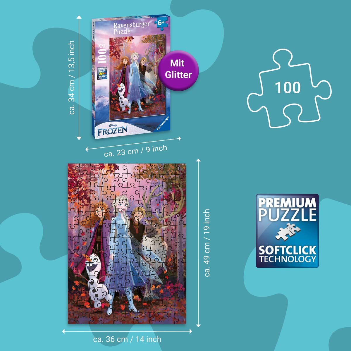 Пазл Ravensburger Frozen 80535 Ельза та її друзі 100 елементів, фото №2