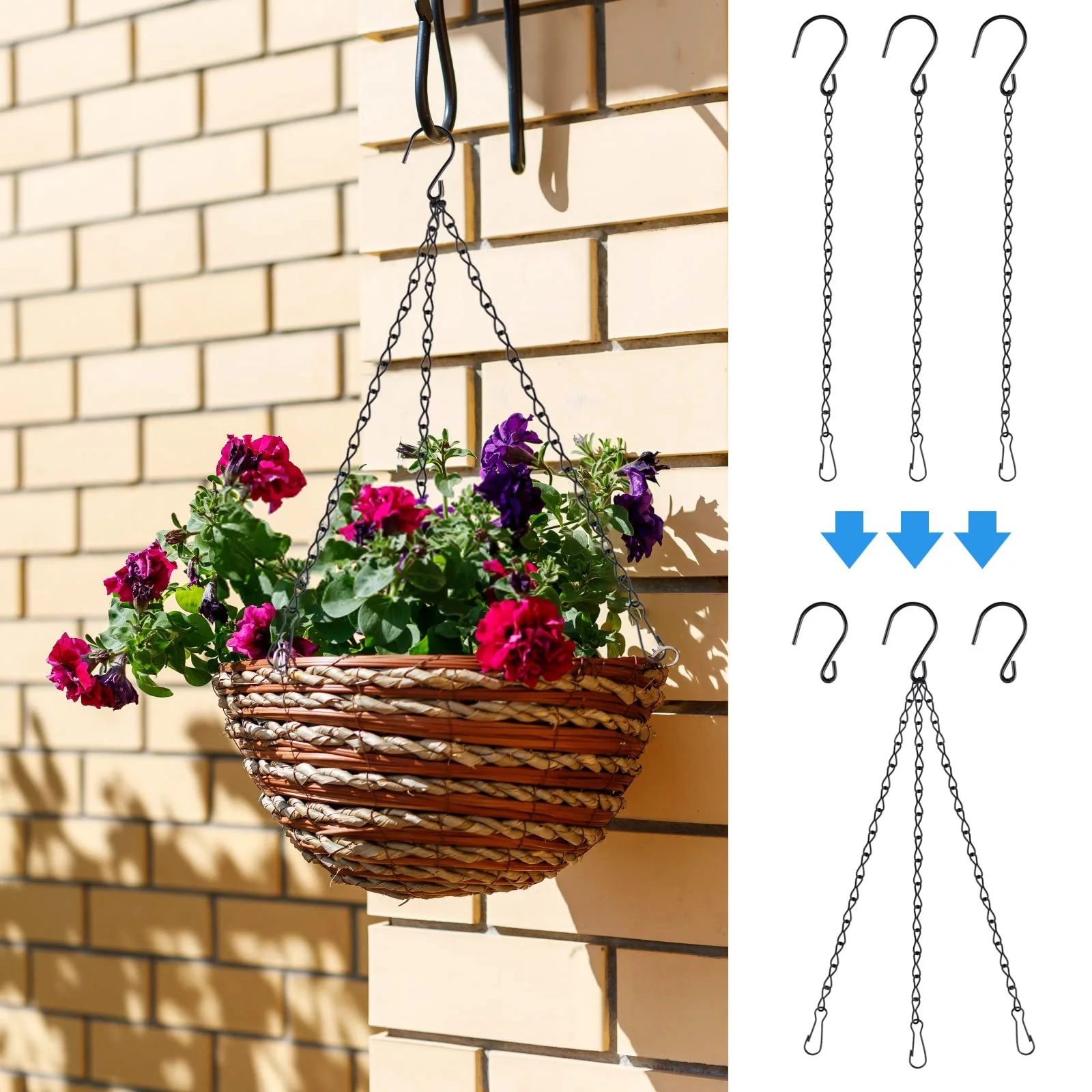 Подвесная металлическая цепь Quesuc 50 см 12 шт., фото №4