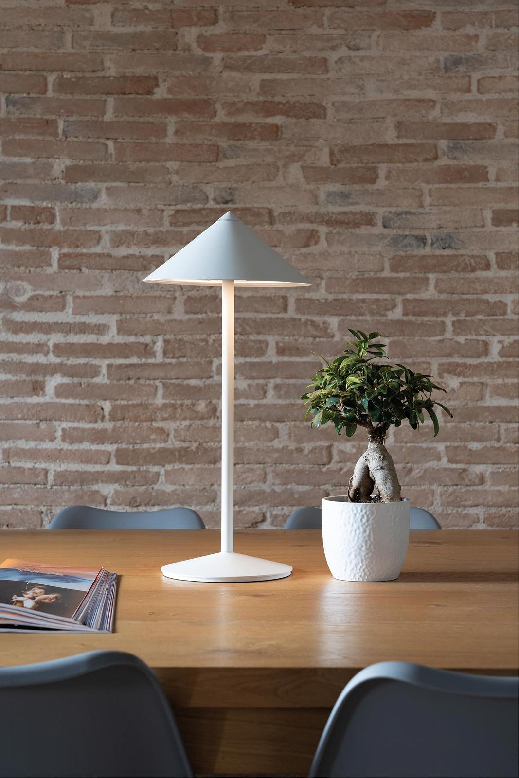 Настільна лампа Zafferano Pina L Бездротова Акумуляторна Сенсорна Поворотна головка Димована 2200-3000 K 55 см Білий, фото №2