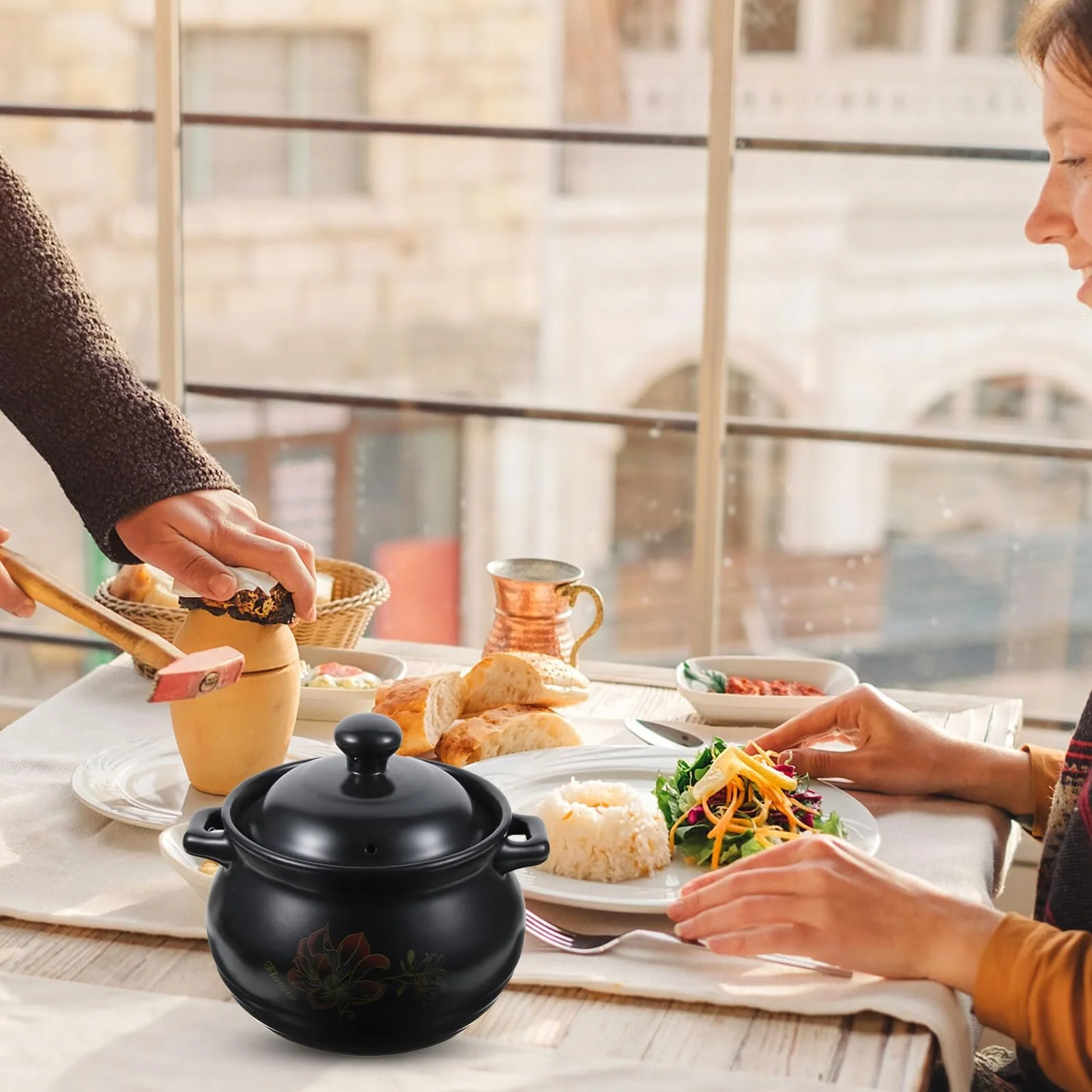 Кастрюля керамическая с крышкой 2 l Black, фото №4