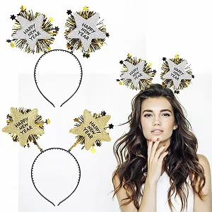 Обруч Happy New Year, 2 шт, Золотой, Серебряный - Фото 1