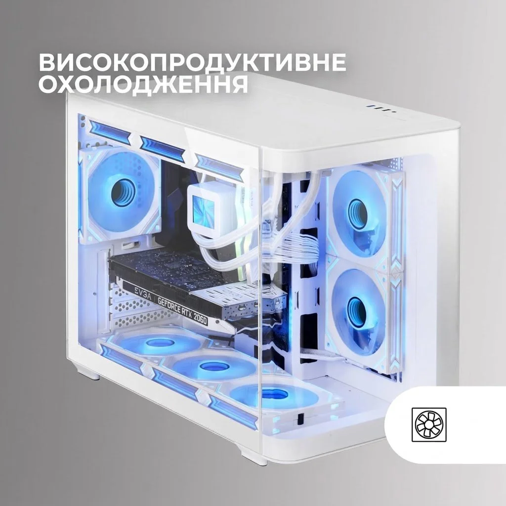 Корпус Mars Gaming MC-FUSIONM White / Micro-ATX / Вигнуте скло / без БЖ / Білий, фото №4 Корпус Mars Gaming MC-FUSIONM White / Micro-ATX / Вигнуте скло / без БЖ / Білий, фото №4