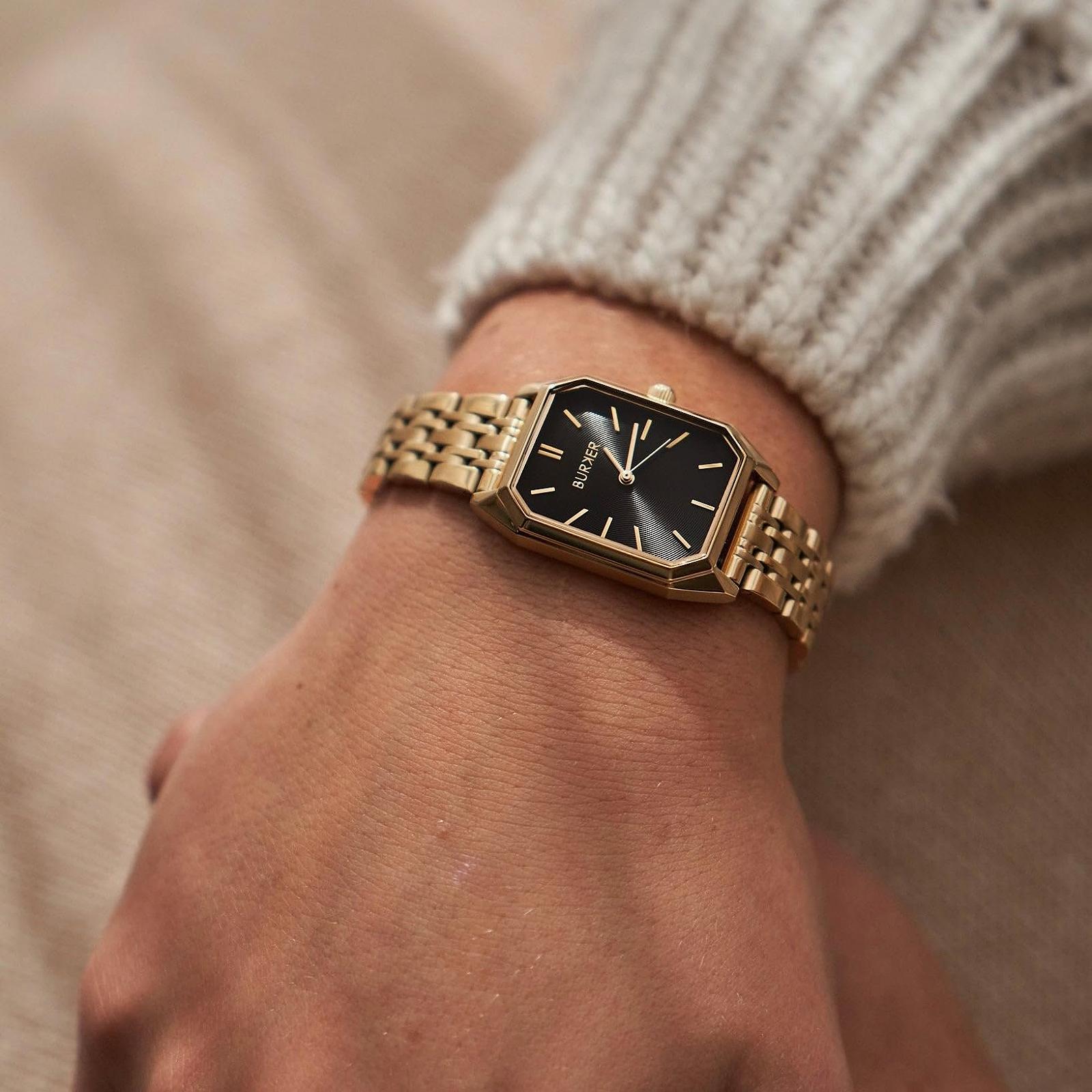 Часы Burker Watches Isabell 28мм прямоугольные, золотые, черные, фото №4 Часы Burker Watches Isabell 28мм прямоугольные, золотые, черные, фото №4