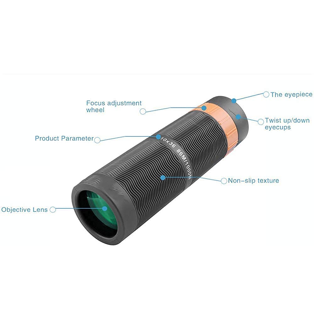 Монокуляр Monocular 10x36 Портативний Високопродуктивний Monocular Компактний з Порсматичним елементом Bak4 FMC об'єктив Monocular для Спостереження за птахами, фото №7