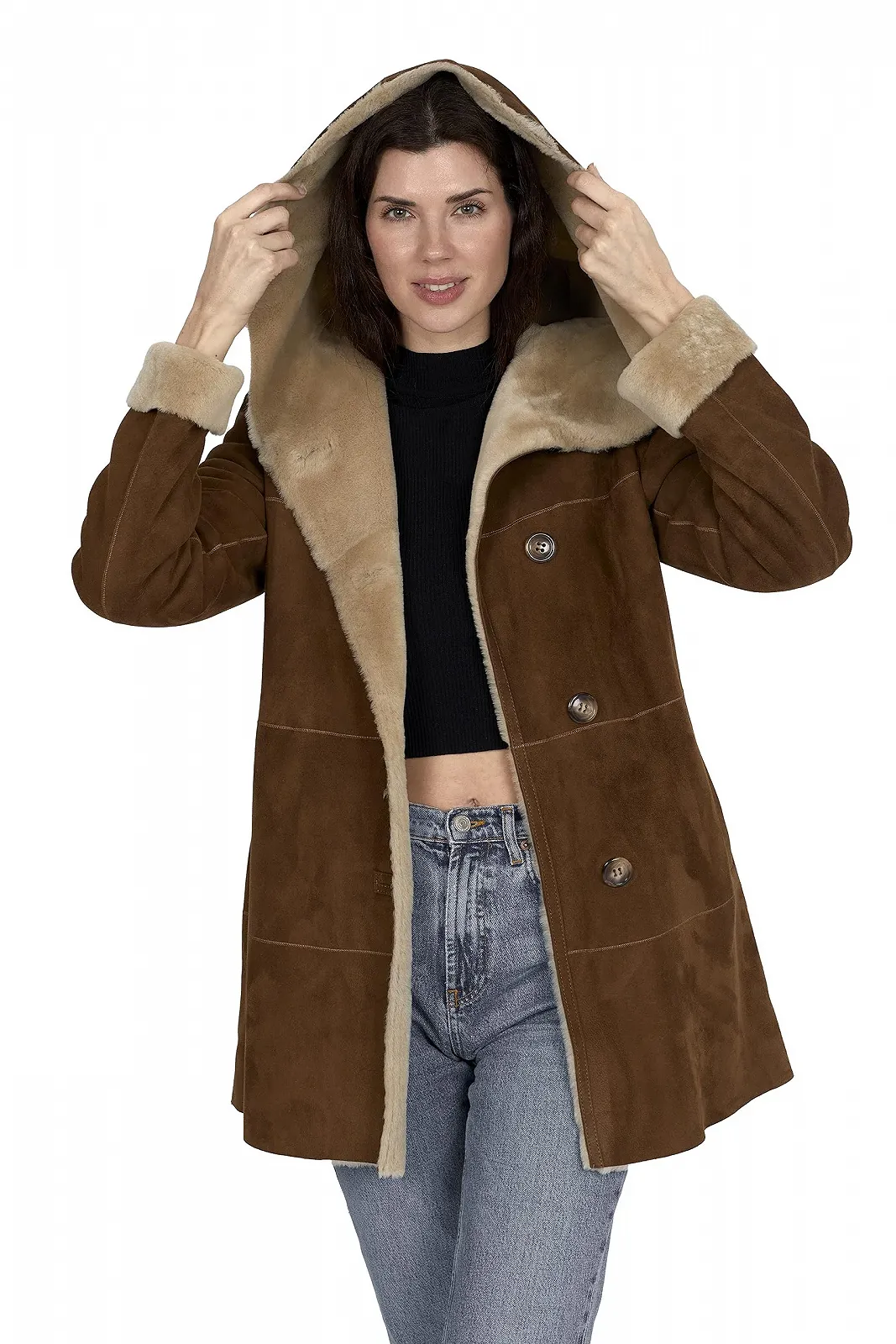 Пальто DANKO 17012 Женское из овчины 100% Испанский меринос Высокого качества, фото №3 Пальто DANKO 17012 Женское из овчины 100% Испанский меринос Высокого качества, фото №3