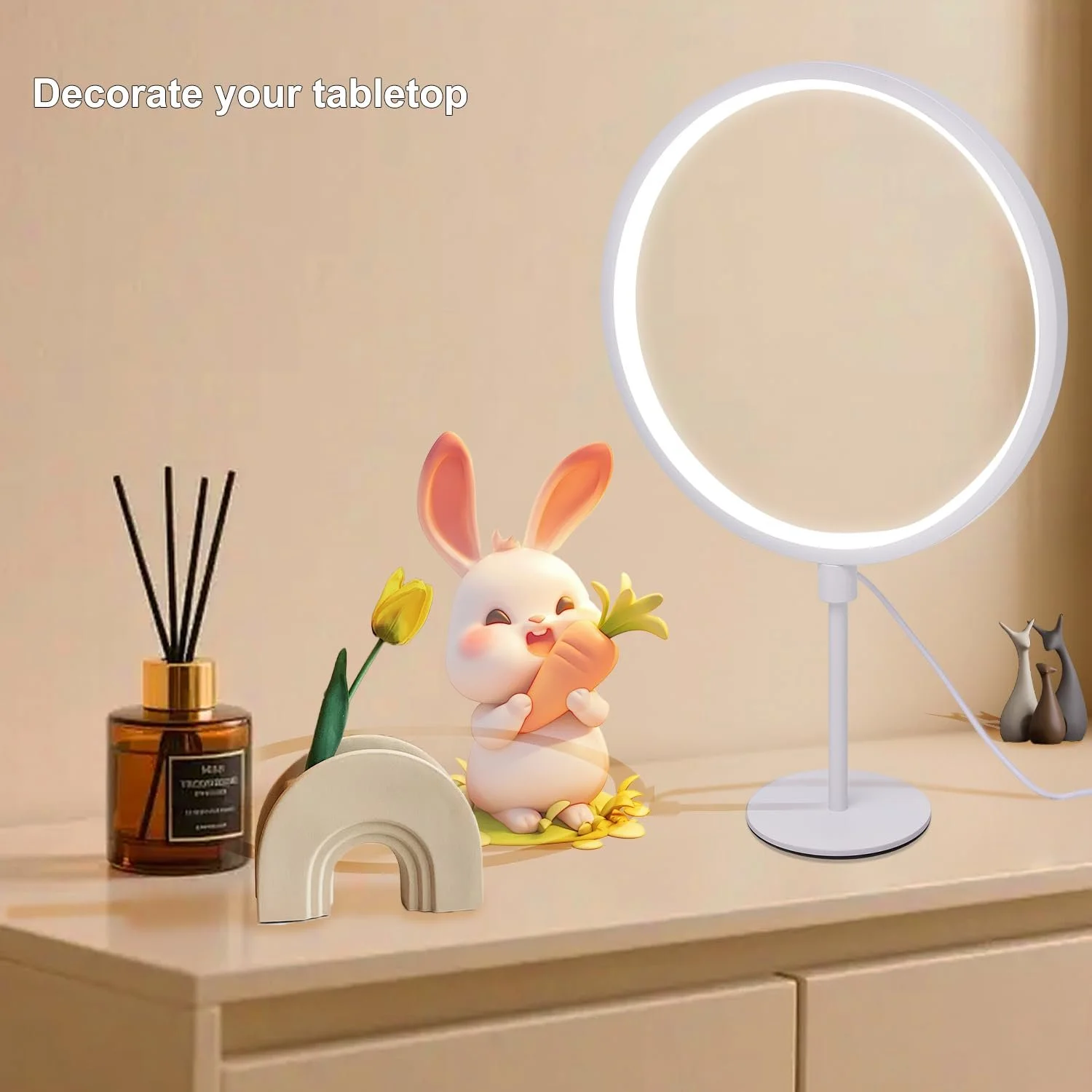 Настільна лампа Metal Circle USB 5В 2А димована сучасний мінімалізм тепле світло 25 см Білий, фото №7