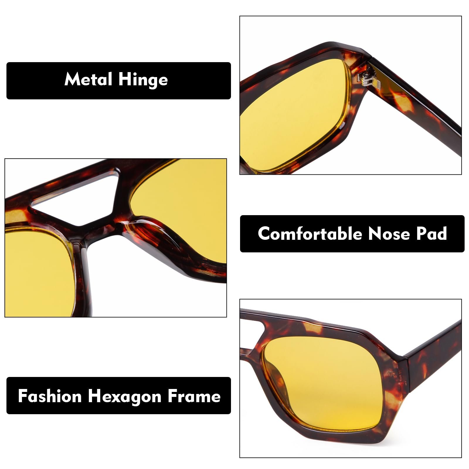 Сонцезахисні окуляри Авіатори Laurinny Retro Шестикутні Класичні з подвійним містком, фото №6