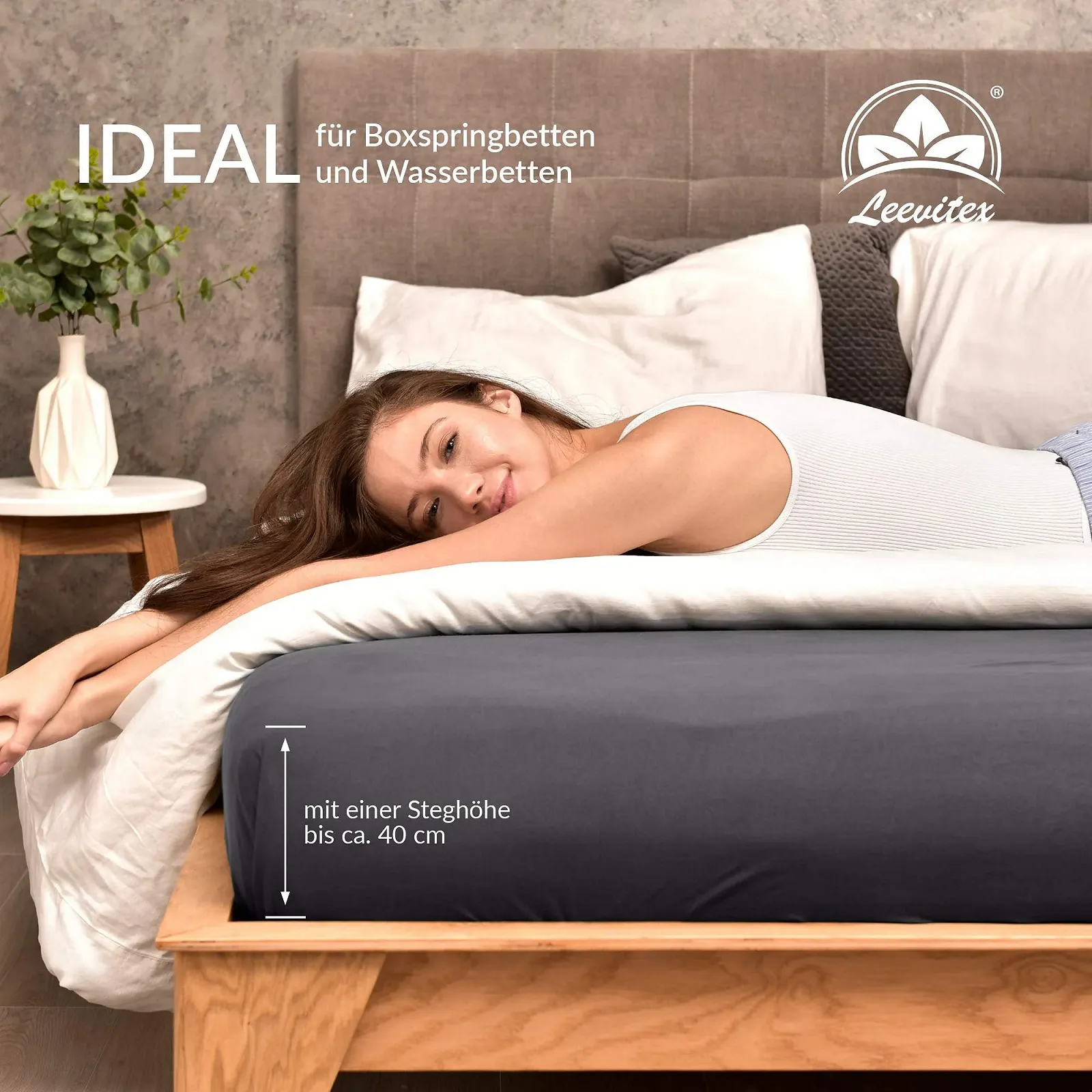 Простирадло на гумці leevitex Бавовна  Антрацит, фото №5