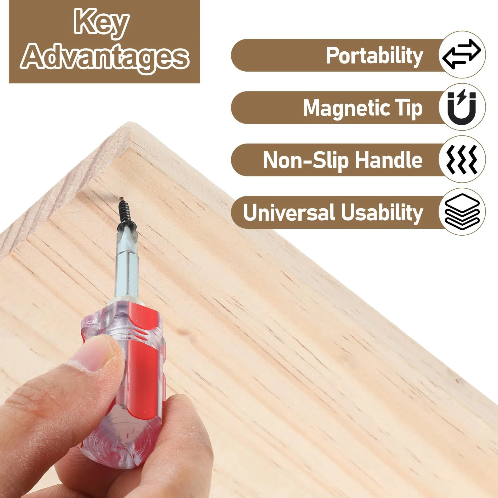 Набір міні-викруток 2 шт., короткі викрутки Phillips та шліцьові з магнітним наконечником, портативні для вузьких місць, фото №3