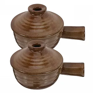 Набор кастрюль для супа Cabilock из японской грубой глины с крышкой и ручкой ретро 2 шт. - Фото 1