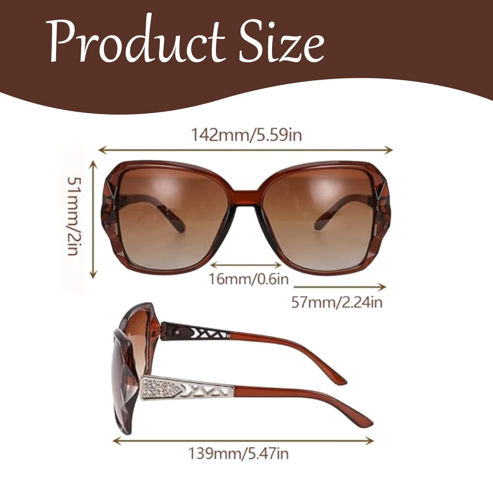 Сонячні окуляри CYXZMYA Ретро Поляризовані лінзи UV400 Гламурний стиль Чорний (4 шт.), фото №2