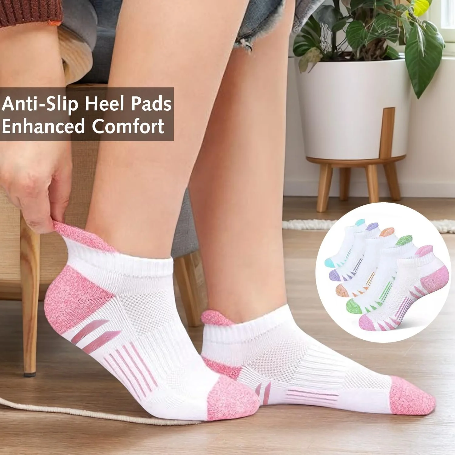 Носки спортивные Ezranova, 5 пар, женские, укороченные, для бега, дышащие, с мягкой подкладкой, для женщин, девушек, повседневные, противоскользящие, фото №2 Носки спортивные Ezranova, 5 пар, женские, укороченные, для бега, дышащие, с мягкой подкладкой, для женщин, девушек, повседневные, противоскользящие, фото №2