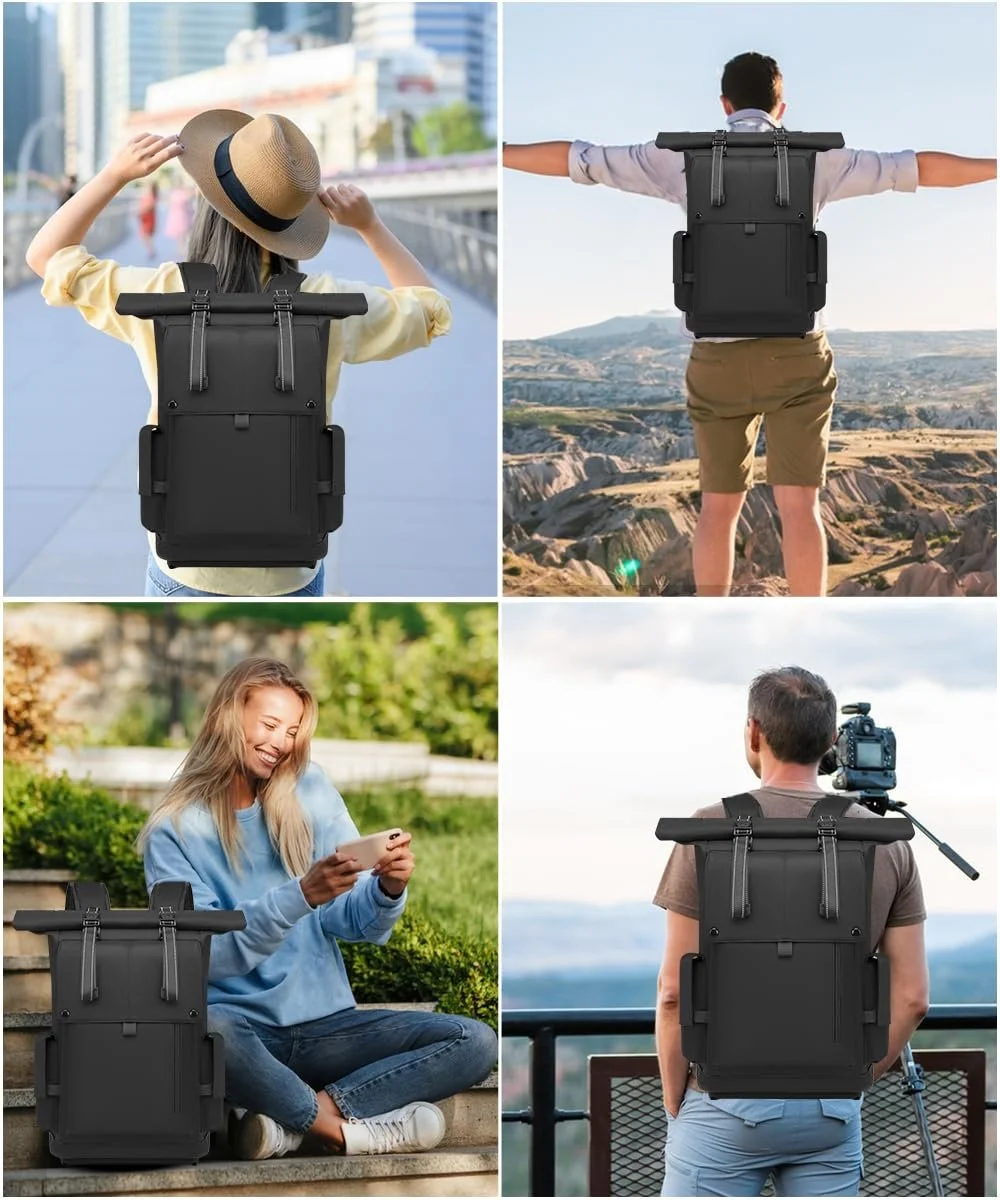 Рюкзак Rolltop 42L 17.3 дюйма водонепроницаемый черный, фото №7